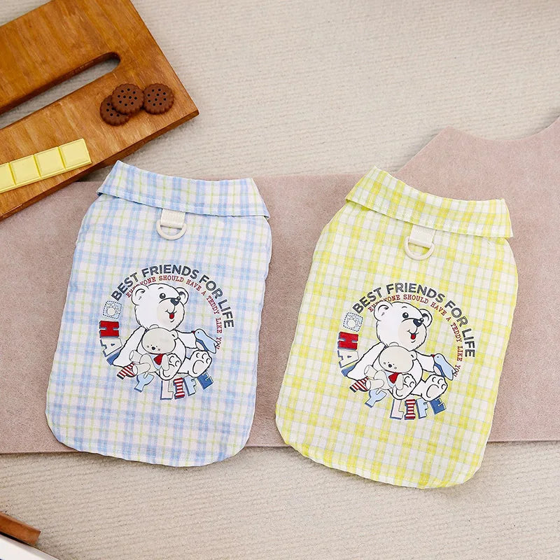 Plaid Cardigan Pet Shirt - Puppy & Teddy Dog Clothes